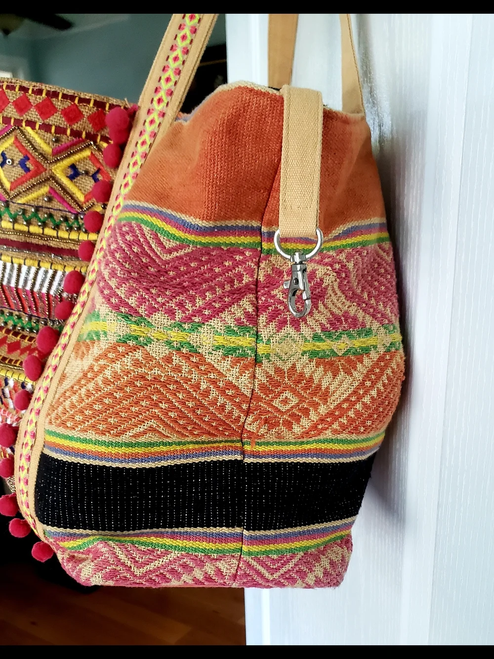Tribal, Beautiful,America & Beyond Handcrafted, Embellished, Boho-Style Tote Bag - Picture 4 of 16